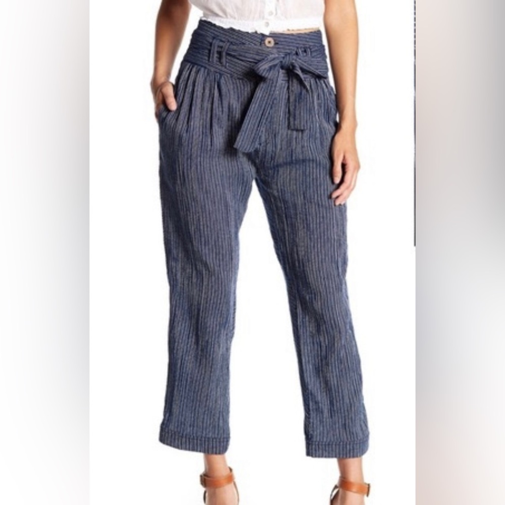 Free People Rumors Yarn Dyed Harem pant in blue stripe